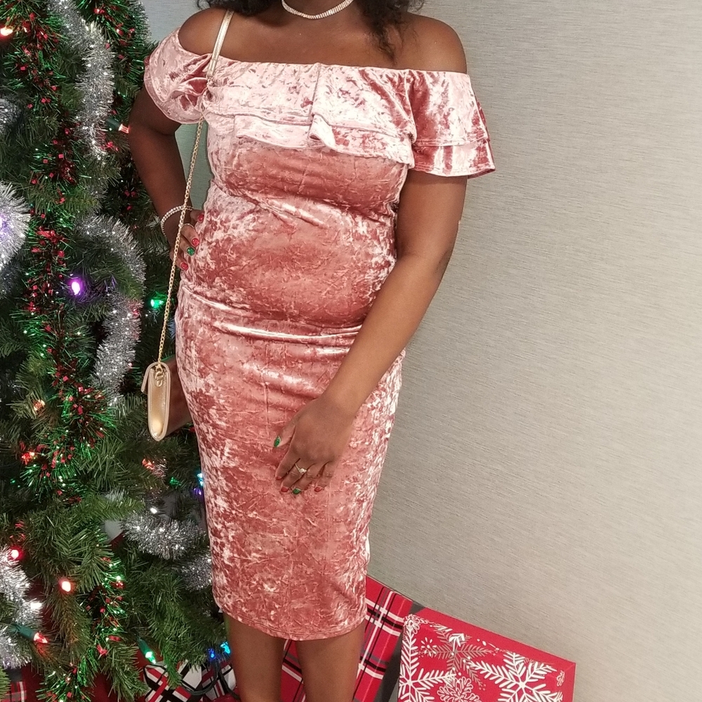 Blush Velvet Dress
